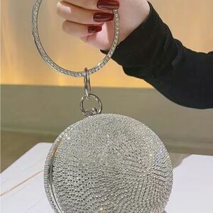 Rhinestone Ball Shaped Evening Bag, Elegant Circle Clutch Purse